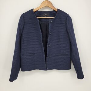 J. Crew Blazer matelasse portfolio jacket blazer 6 Navy Blue K5586 Womens Snap